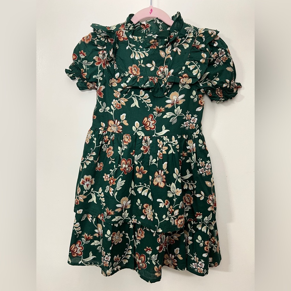 Janie and Jack Green Floral Kids Dress